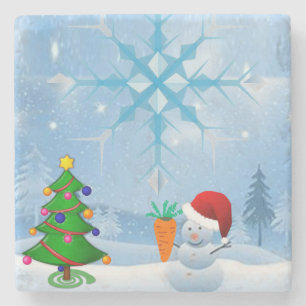 Snowman Marble Stone Untersetzer Weihnachten