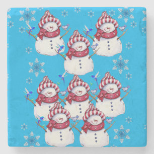 Snowman Marble Stone Untersetzer Weihnachten