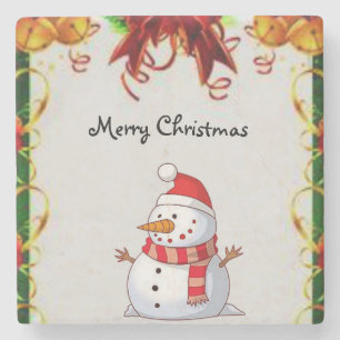 Snowman Marble Stone Untersetzer Weihnachten
