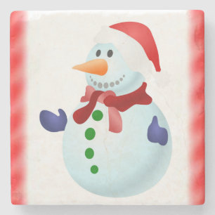 Snowman Marble Stone Untersetzer Weihnachten