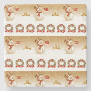 Snowman Marble Stone Untersetzer Weihnachten