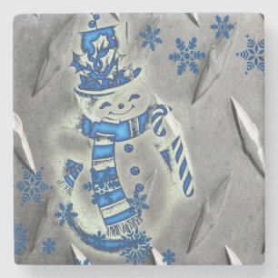 Snowman Marble Stone Untersetzer Weihnachten
