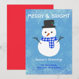 Snowman Merry & Bright Frohen Festtage Custom Feiertagskarte