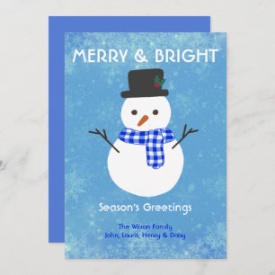 Snowman Merry & Bright Frohen Festtage Custom Ho Feiertagskarte