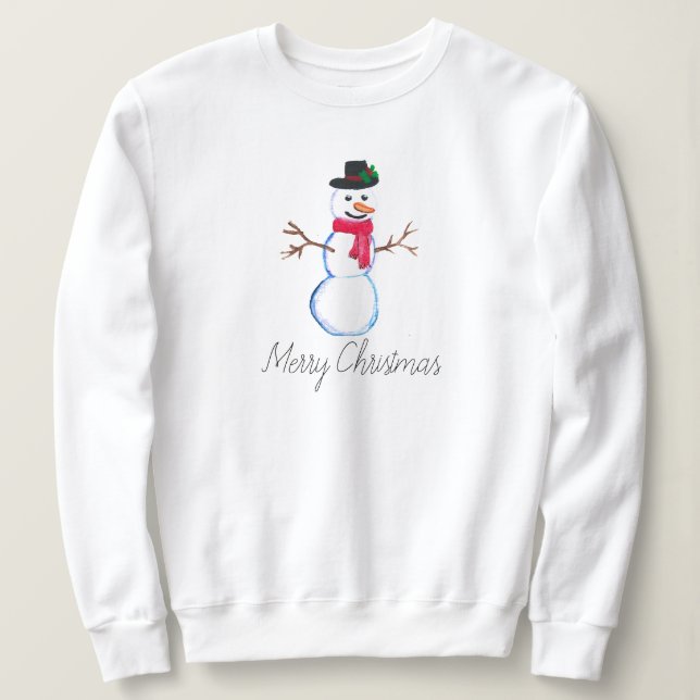 Snowman Merry Bright Weihnachten Niedlicher Winter Sweatshirt (Design vorne)