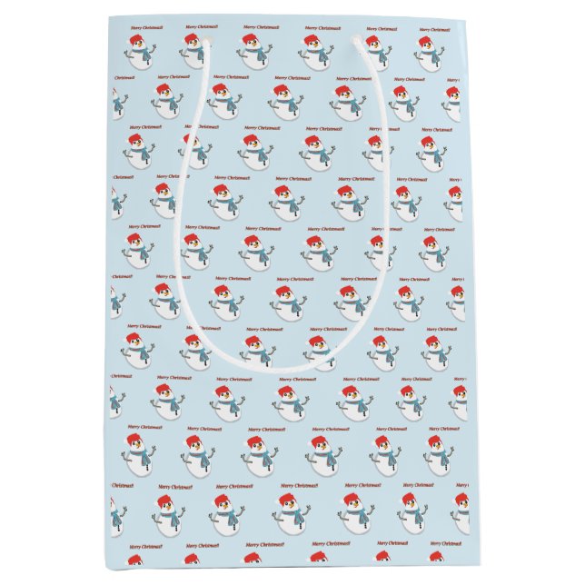 Snowman. Merry Christmas. Mittlere Geschenktüte (Vorderseite)