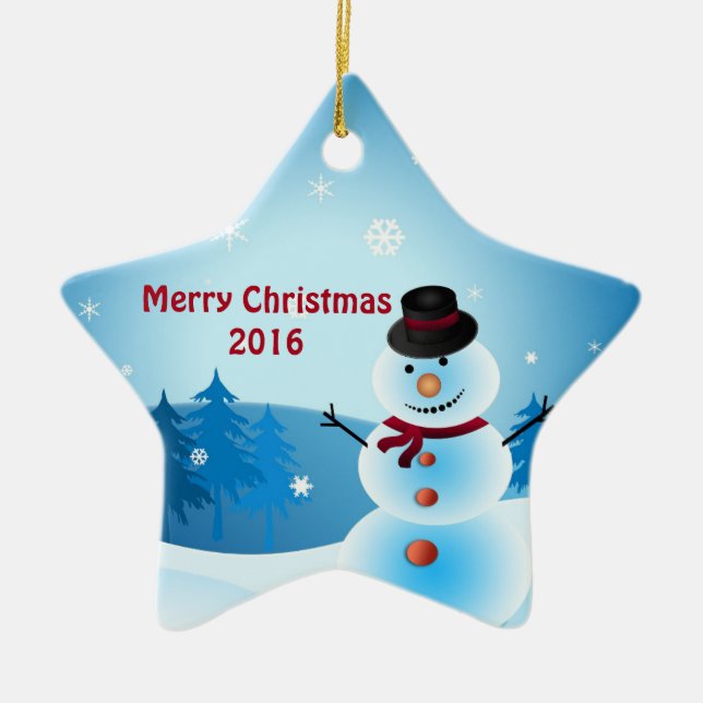 Snowman Merry Christmas Star-gestaltete Ornament (Vorne)