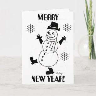 Snowman "MERRY NEW YEAR" Card Feiertagskarte