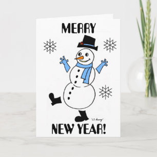Snowman "MERRY NEW YEAR" Card Feiertagskarte