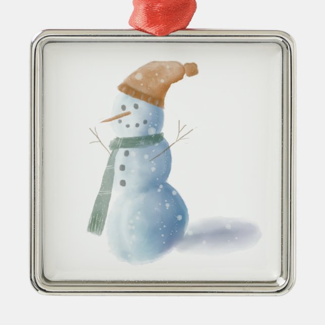 Snowman Metal Gerahmt Ornament (Vorne)
