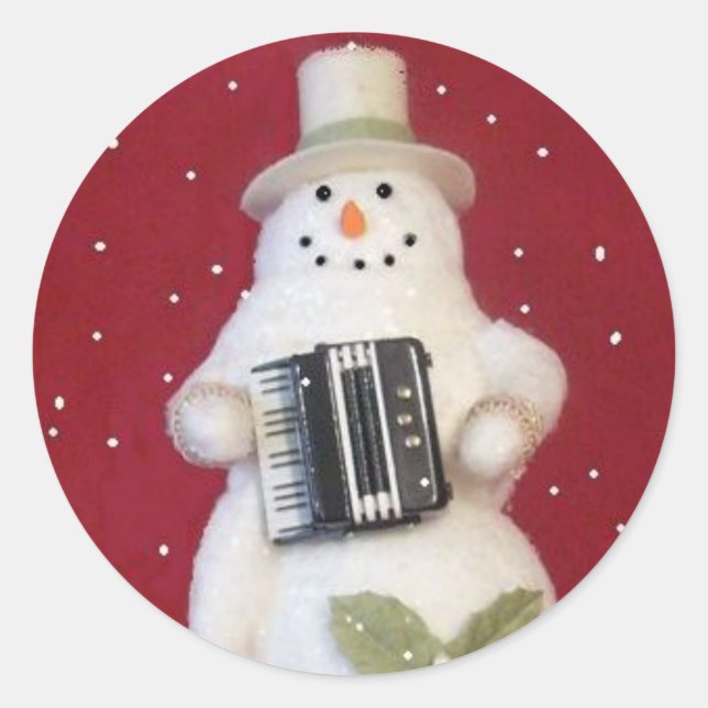 SNOWMAN MIT ACCORDION RUNDER AUFKLEBER (Vorderseite)