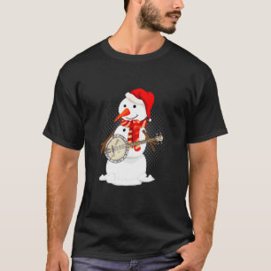 Snowman mit Banjo Musikinstrument Banjo T-Shirt