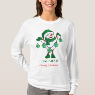 Snowman mit Baubles Familie Weihnachtsmatte T-Shirt