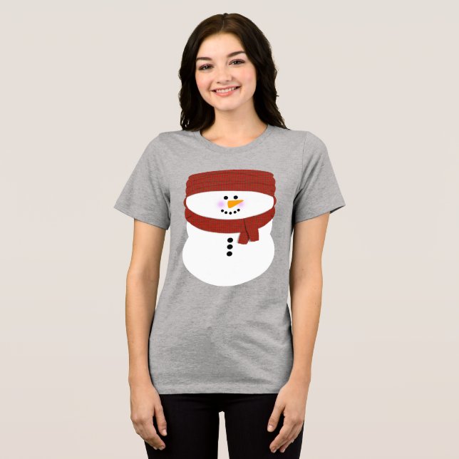 Snowman mit Beanie Weihnachten Tri-Blend Shirt (Vorderseite voll)