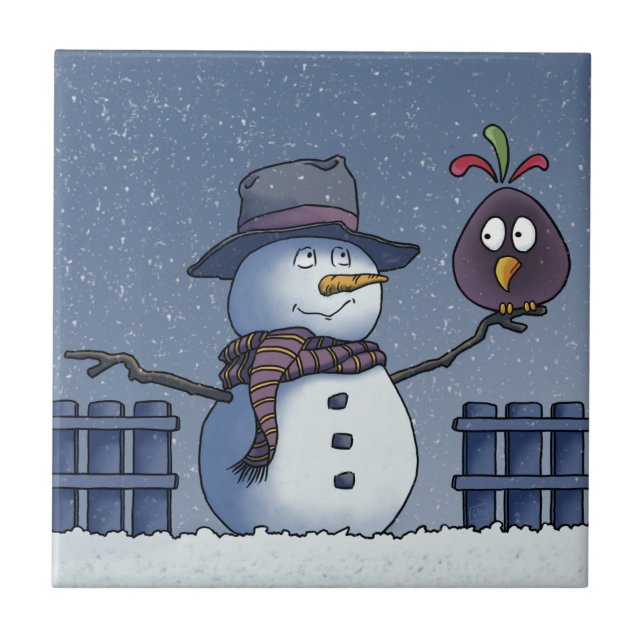 Snowman mit Bird Fliese (Vorderseite)