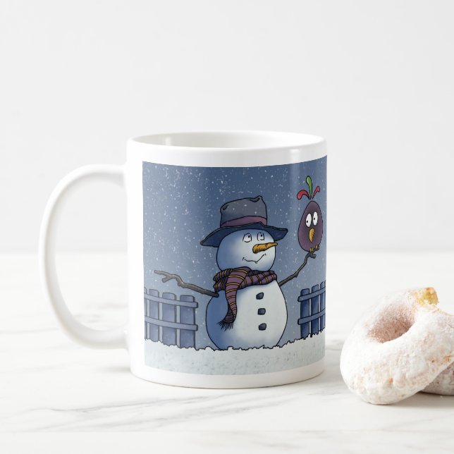 Snowman mit Bird Kaffeetasse (Mit Donut)