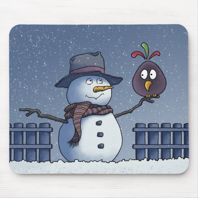Snowman mit Bird Mousepad (Vorne)