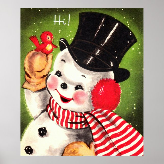 Snowman mit Bird Poster (Vorne)