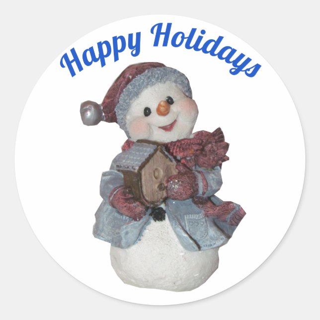 Snowman mit Birdhouse Winter Sticker (Vorderseite)