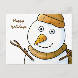 Snowman mit brauner Scarf Postkarte
