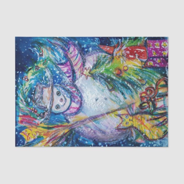 SNOWMAN MIT CHRISTMAS BAUM UND SPIELZEUG SEIDENPAPIER (Vorderseite)