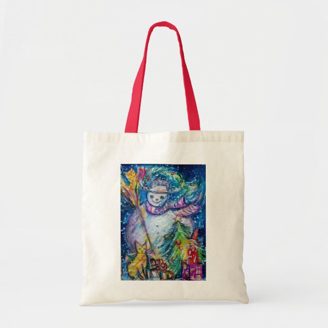 SNOWMAN MIT CHRISTMAS BAUM UND SPIELZEUG Wintersai Tragetasche (Vorne)