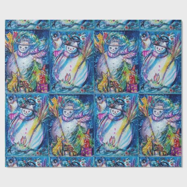 SNOWMAN MIT EIGENEM, CHRISTMAS BAUM UND SPIELZEUG  GESCHENKPAPIER (Flach)