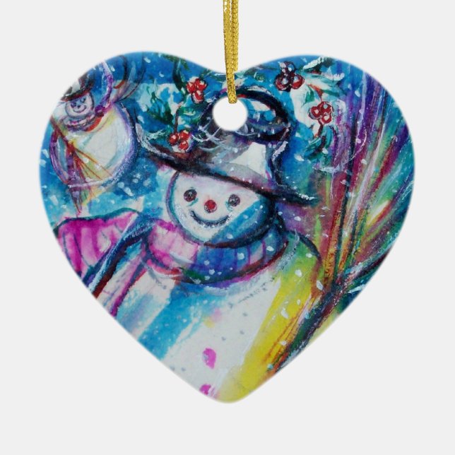 SNOWMAN MIT EIGENEM Herzen Keramikornament (Vorne)