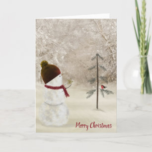 Snowman mit einem Weihnachts-Gold-Star Feiertagskarte