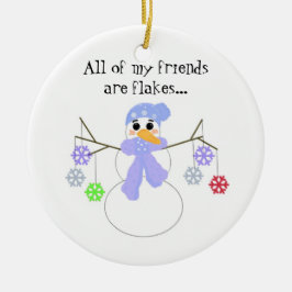 Snowman mit Flakey Friends Keramikornament