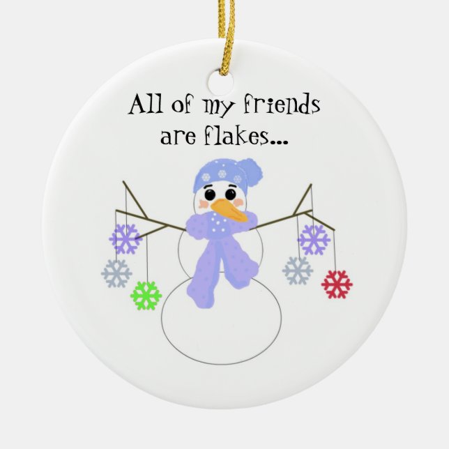 Snowman mit Flakey Friends Keramikornament (Vorne)