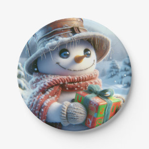 Snowman mit Geschenk, Weihnachten, Autor Natasha U Pappteller