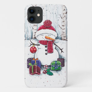 Snowman mit Geschenken in Aquarellfarbe Case-Mate iPhone Hülle