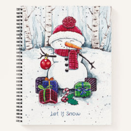 Snowman mit Geschenken in Aquarellfarbe Notizbuch