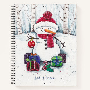Snowman mit Geschenken in Aquarellfarbe Notizbuch