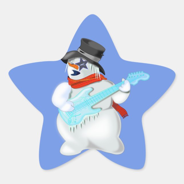 Snowman mit Gitarrenaufkleber - individuell anpass Stern-Aufkleber (Vorderseite)