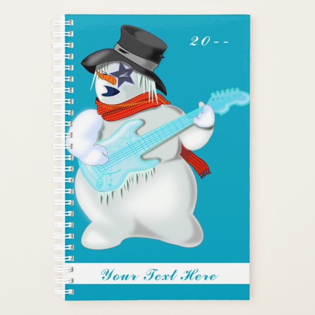 Snowman mit Guitar Funny Planner Personalisiert Planer (Vorderseite)