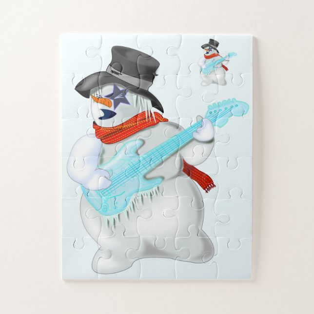 Snowman mit Guitar Jigsaw Puzzle Geschenk (Vertikal)