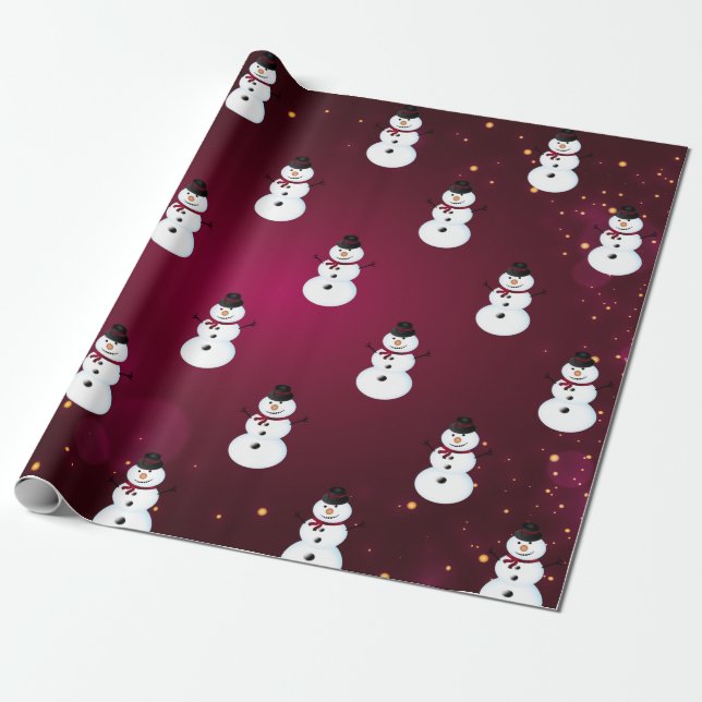 Snowman mit Hut Red Geschenkpapier (Ungerollt)