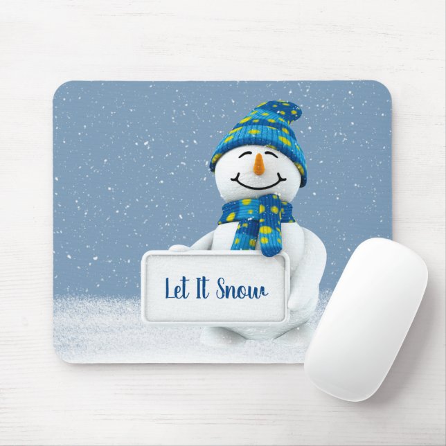 Snowman mit LET IT SNOW Sign Mousepad (Mit Mouse)