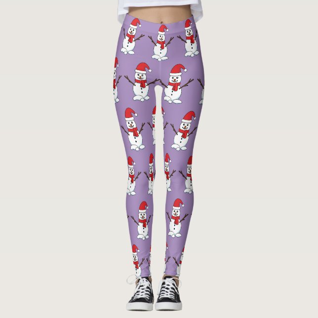 Snowman mit Red Bonnet und Scarf Leggings (Vorderseite)