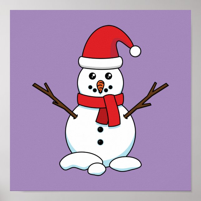 Snowman mit Red Bonnet und Scarf Poster (Vorne)
