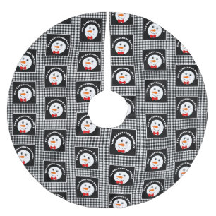 Snowman mit Red Bowtie Black Buffalo Kariert Polyester Weihnachtsbaumdecke