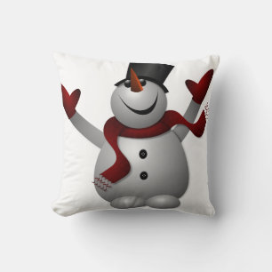 Snowman mit Red Scarf Kissen