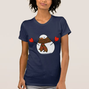 Snowman mit roten Mitten und einem langen Scarf T-Shirt