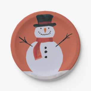 Snowman mit Scarf Pappteller
