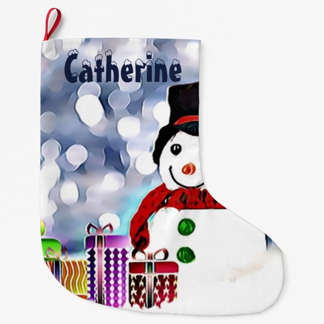 Snowman mit seinen Geschenken Großer Weihnachtsstrumpf (Vorderseite)