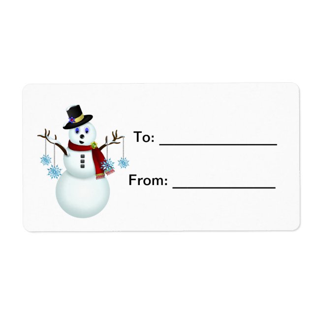 Snowman mit Snowflakes - Geschenk Tag (Vorne)
