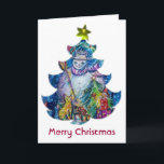 SNOWMAN MIT SPIELZEUGEN UND CHRISTMAS BAUM FEIERTAGSKARTE<br><div class="desc">Whimsikale,  farbenfrohe und coole Winter Nacht Illustration,  Aquarellmalerei in lebendigblau weiß,  pink,  farbig.</div>