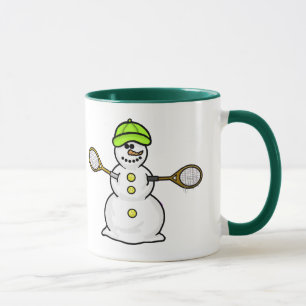 Snowman mit Tennis Rackets Weihnachtsfeierlichkeit Tasse